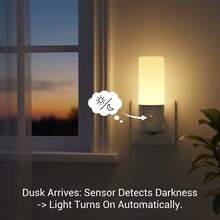Intelligent Light Sensor LED Night Light, Automatic Switch Soft Light, Plug-In, Bedroom Hallway Staircase Nightlight, Cylindrical Shape - EU C Type Plug(220-240V) - View 3