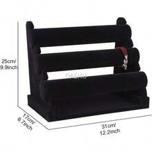 Soporte Organizador de Joyería de Terciopelo Negro de 3 Niveles, Soporte y Soporte de Exhibición de Pulsera Desmontable, Organización de Exhibición de Joyería Para Reloj Collar Pulsera - por defecto - Ver 3