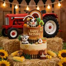 6 piezas Decoraciones de pastel de fiesta de granja, ¡Animales de granja curativos! Figuras de goma suaves de vaca, poni, oveja con ojos grandes y estilo lindo. Decoración de fiesta con tema de granja, decoración de mesa de postres. Las decoraciones de cumpleaños de animales de granja se pueden usar no solo para pasteles, sino que también tienen valor decorativo. Se pueden usar como recuerdos o decoración del hogar. - Multicolor - Ver 5