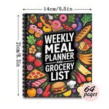 Planificateur de repas et organisateur de liste de courses - Version simple non datée (moins de 6 pouces), cahier de planification de cuisine avec pages de suivi des aliments en code couleur - A - Voir 1