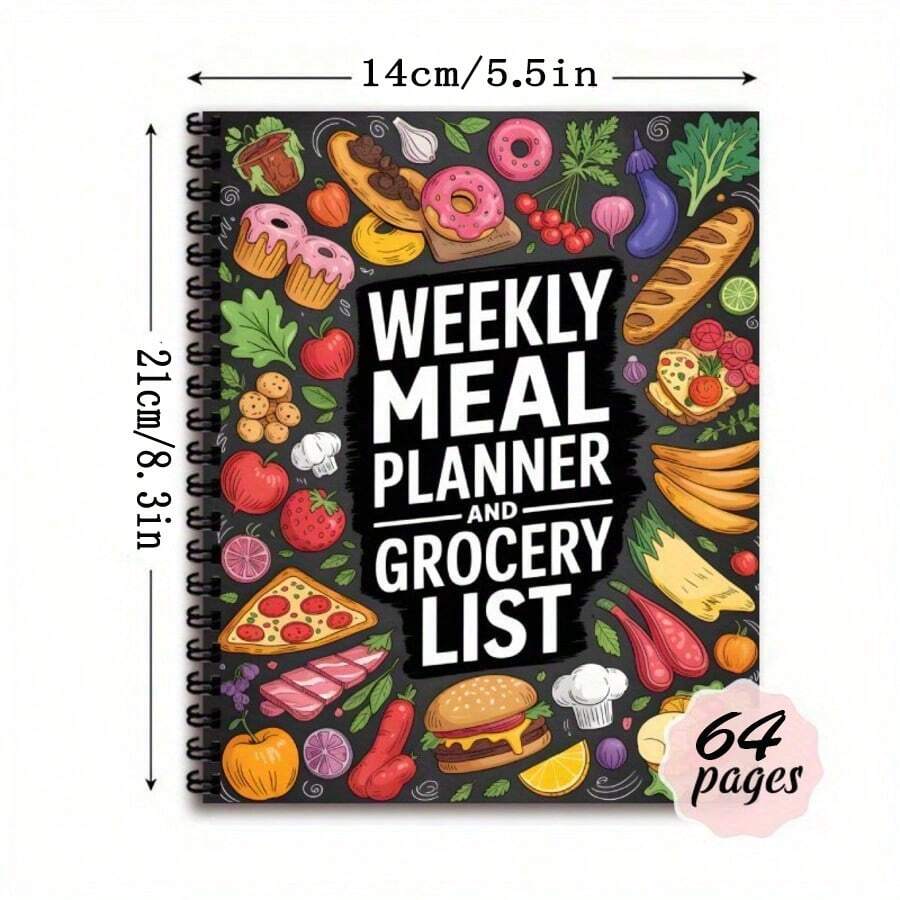 Planificateur de repas et organisateur de liste de courses - Version simple non datée (moins de 6 pouces), cahier de planification de cuisine avec pages de suivi des aliments en code couleur - A - Voir 1