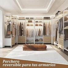 Perchero Reversible 115x40x200 cm Armario con 6 Niveles y 2 Cajones Perchero Resistente con Estantes Armario Portátil Independiente Sistema de Guardarropa con Ganchos Colgadores Beige - Beis - Ver 3
