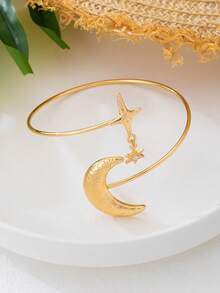 1 chiếc vòng tay kim loại mạ vàng hình mặt trời tối giản thời trang, phụ kiện đa năng phù hợp cho nữ, trang phục đi nghỉ mát. - Ngôi sao tám cánh vàng - Xem 4