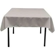 LA Linen - Mantel Cuadrado de Popelina de poliéster Lavable, Resistente a Las Manchas y Arrugas, 52 x 52 Pulgadas, Mantel de Tela Cuadrado para Comedor, Cocina, Fiesta, día Festivo, 52 x 52 Pulgadas,(Gris claro) - Multicolor - Ver 2