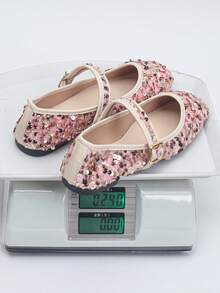 Plus Size EU35-43 Fashionable Sequin Square Toe Flat Shoes, Slip-On Casual Wear, Suitable With Dresses, Multi-Color Patterns Random - Pink Gold Glitter - View 10