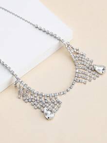1pc Exaggerated Rhinestone Glass Adjustable Water Drop Pendant, Suitable For Women, Cosplay, Party, Wedding, Gift, Fashion Face Jewelry - Multicolor - View 6