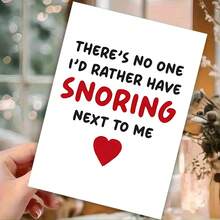 一张幽默贺卡，上面写着“我最不想身边有人打鼾”，附带信封——“情侣间的玩笑”设计，纯白背景，非常适合送给夫妻/伴侣，是轻松浪漫时刻的理想之选，爱情贺卡|休闲浪漫主题贺卡|纸质贺卡 - 彩色 - 查看 6
