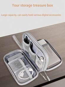 1个旅行数码配件收纳包，双层防水防震数码收纳袋，通用旅行电子产品线缆整理包，适用于手机、数据线、硬币、珠宝、鼠标、充电器、硬盘盒、保护套、耳机、移动电源、手机充电器等，方便分类整理，旅行必备。 - 彩色 - 查看 4