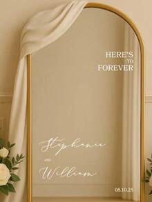 Customizable Mirror Surface Wedding Stickers, Suitable For Weddings And Events, Can Be Used As Welcome Sign Stickers, Bridal Shower Activity Display Stickers. Multifunctional, Decorative, Reusable, Exquisite, Fashionable, High-Quality, Colorful, Modern, Customizable, Personalized, Unique, Ideal Gift For Him, Also Suitable For Her, Boyfriend, Dad, Girlfriend, Mom, Family, Friends, Can Be Used In Tea Room, Home, Garden And Other Occasions. - Multicolor - View 7