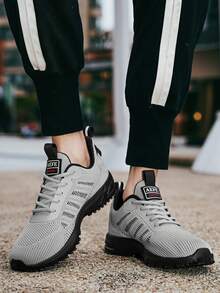 All Black Mesh Breathable Casual Shoes, Slip-On Lightweight Slouchy Shoes, Non-Slip Soft Bottom Shoes, Honeycomb Mesh Breathable Casual Shoes, One-Touch, Commuting & Walking Lightweight Versatile, Suitable For Commuting, Walking, Simple And Versatile Style, Suitable For Those Pursuing Comfort And Low-Key Style. - Grey - View 5