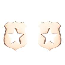 1 Pairs Shield Star Stud Earrings With A Hollowed-Out Five-Pointed Star Pattern, Suitable For Daily Wear Or To Pair With Casual And Street Style Clothing - GED437 - View 10