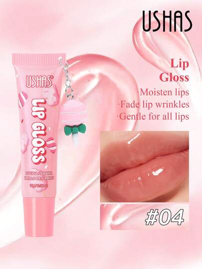  USHAS Moisturizing Lip Gloss, 6 Flavors Available, Nourishing Moisturizing Lip Balm, Suitable For Autumn And Winter Lip Care, Cute Pendant Decor, Essential Christmas And New Year Gift