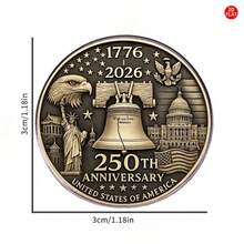 2D Flat - 1 Piece United States 250th Anniversary Commemorative Medal Brooch |   Stainless Steel Material, Elegant Retro Style, Suitable For Daily Use And Gift Occasions, Decorates Clothes And Backpacks, Enhances Atmosphere. - bạc - Xem 3