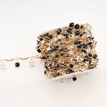 1 Meter Colorful Zirconia Handmade Square-Shaped Zirconia Chain Accessory Jewelry Making Chains For Women Jewelry Making Clothing Shoes And Bags Making Chains Accessory