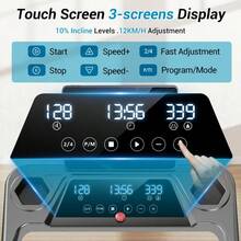 UMAY Fitness Folding Treadmill With Incline, Electric Treadmill For Home Exercise, 3.0 Horsepower Quiet Brushless Treadmill, 8.7 MPH, 300 Lbs - 黑色 - 查看 5