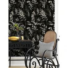 Wallpaper Peel And Stick Dark Leaf Removable Wallpaper Black Renter Friendly Wallpapers For Bathroom Boho Textured Se- Adhesive Contact Paper For Kitchen Cabinet 17.5 X 118 In - Đen/Xám - Xem 7