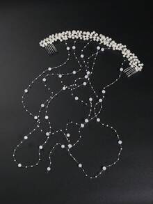 1pc Handmade Pearl Pendant Tassel Hair Clip, Beautiful Cross-Border European And American Style Hair Accessory For Wedding, Party, And Bridal Hairstyles