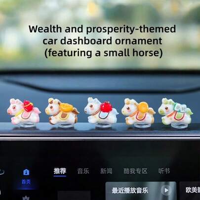 Mini-bilprydnad med hästens år 2026, lyckosam symbol för rikedom och välstånd, liten hästfigur, lämplig för bilinredning och instrumentbräda