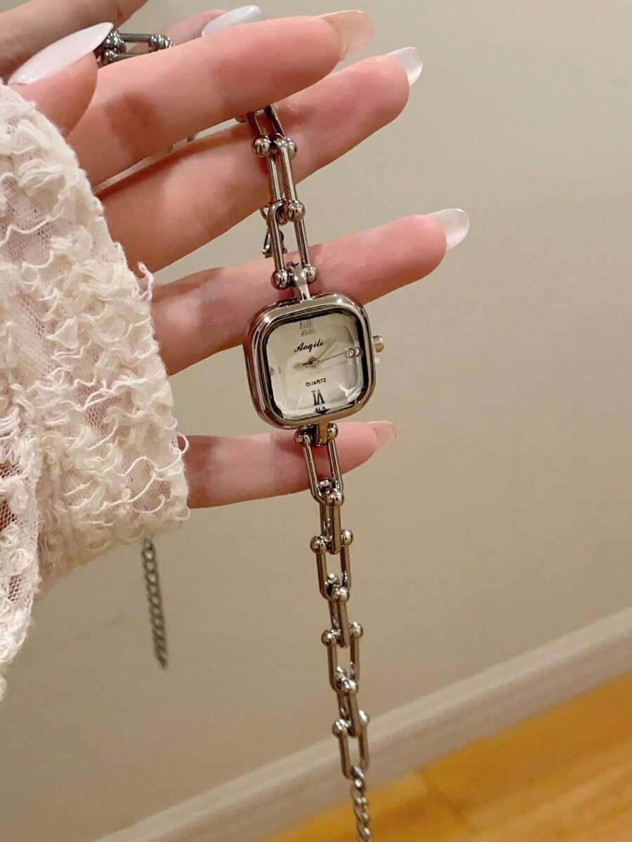 1pc Elegant Fashion Luxury Women's Watch, Ultra-Thin Square Minimalist Quartz Watch, Suitable For Daily Wear, Birthday Gift - 銀色 - 查看 1