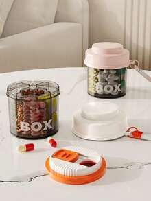 1pc Portable Pill Box, Travel Pill Case, Mini Medicine Box, Compact Medication Holder For Work, Suitable For Elderly