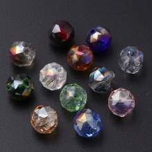 1 Strand 8mm Transparent Crystal Multi-Faceted Beads, Shiny Coated Glass Beads For DIY Jewelry Making, Approx. 68pcs/Strand - Transparent Flower Ball Beads - View 6