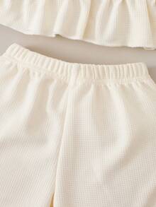 2件套女婴休闲日常可爱条纹草莓装饰吊带背心+短裤套装，适合夏季户外穿着，女婴吊带背心套装 - 杏色 - 查看 5