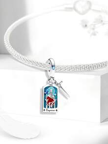 1pc 925 Sterling Silver Tarot Card Pendant, Suitable For DIY Bracelet, Women Jewelry - Silver - View 4