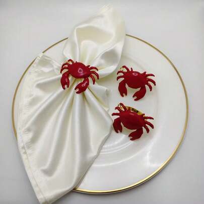 6 chiếc vòng giữ khăn ăn hình cua đỏ nhỏ giọt dầu sáng tạo mới, giá đỡ khăn ăn để bàn trong khách sạn.