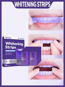 一盒包含14片紫色牙齿美白贴。这些美白贴方便日常居家使用，易于贴敷，可提亮美白牙齿，有效去除牙齿黄渍。使用方便，温和不刺激口腔。 - 紫色亮澤護理牙貼 - 查看 3