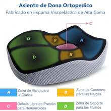 CYPN47*41cm Mas Grande - Cojin para Asiento Automovil Asientos para Auto con Dona para Hemorroides Cojin para Chofer Mejore Campo Visual y ComodidadFashion - Gris - Ver 5
