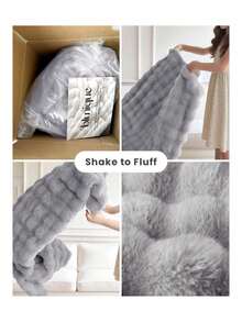 Ultra Soft Cozy Faux Fur Throw Blanket, Fuzzy Plush Thick Bubble Blanket, Oversize Luxury Fluffy Blanket For Couch, Bed, And Living Room, 60x80 Inches, Light Grey,40008326 - 淺灰色 - 查看 6