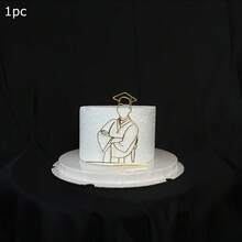 1个/3个金色亚克力人像毕业蛋糕装饰插牌，适合毕业派对DIY蛋糕装饰 - 彩色 - 查看 17