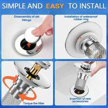 2PCS Sink Stopper Hair Catcher, Pop-Up Sink Drain Strainer With Removable Stainless Steel Strainer Basket Hair Catcher, Bathroom Sink Strainer For Bathroom Sink Stopper Replacement - 2 Items - View 7