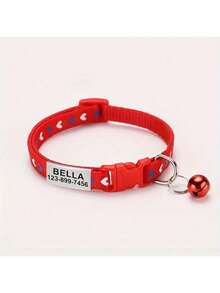 Personalized Cat Collar, Soft Corduroy Cat Collar With Bell Pendant And Pet ID Tag, Customizable With Pet Name And Phone Number, Anti-Lost Cat Collar - Multicolor - View 16