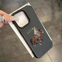 Fashion Denim Horse Riding Pattern Creative Phone Case For IPhone 17, 17Air, 17Pro, 17ProMax, 14ProMax, 15Pro, 16, 13, 14, 15, 12, 11Plus, Pro, Max Durable Non-Slip, Fun And Cute, Flexible Material, Suitable For Fashionistas Valentine's Day L3BD - 顏色1 - 查看 7