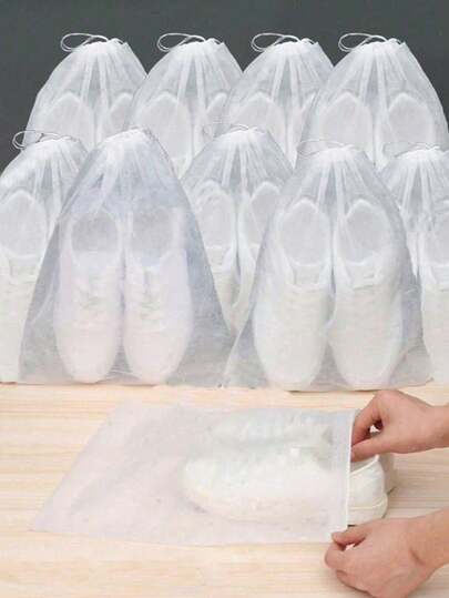 20 piezas Bolsas de almacenamiento de zapatos con cuerda, bolsas de zapatos de tela no tejida para viajes, bolsa de embalaje de zapatos portátil multifuncional, organizador de zapatos para hombres y mujeres, suministros de viaje, suministros de almacenamiento y organización del hogar, organizador de dormitorio, organizador de calzado protector