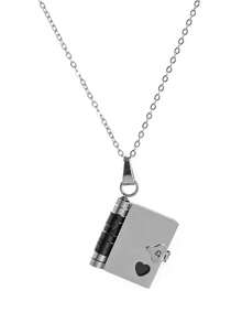 1 chiếc mặt dây chuyền hình trái tim tối giản bằng thép không gỉ, quà tặng Ngày Valentine/Sinh nhật kèm dây chuyền - dây chuyền mặt hình cuốn sách - Xem 9