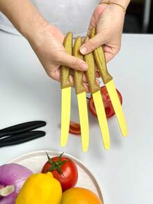 4 pièces Couteau à dessert, couteau à beurre, couteau à steak, couteau à tomate, couteau à pain, couteau multifonction, couteaux de table en acier inoxydable de couleur dorée, convenant pour restaurant, cuisine domestique, table de salle à manger, mariage, rassemblement en plein air, célébration de fête - 4 articles - Voir 5