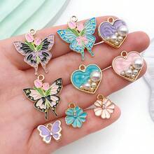 12pcs Butterfly Shaped Zinc Alloy DIY Jewelry Pendant, Earrings, Keychain, Bracelet & Necklace Accessories - Multicolor - View 1
