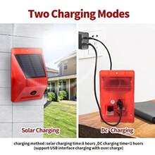 ThreeH Luz Solar de Alarma con Detector de Movimiento para Exteriores IP65 Resistente al Agua 129db Sonido Luz de Sirena 4 Modos de Trabajo Luz Estroboscopica con Mando a Distancia - Rojo - Ver 4