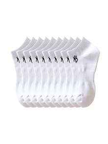 20/15/12/10/5/3/1 双装舒适透气男士短袜，白色，字母装饰，隐形袜，双线防滑设计，白/黑，低帮袜，踝袜，柔软透气，适合商务、休闲、居家、运动、学院风等多种场合，四季皆宜，颜色随机发货 - 彩色 - 查看 23