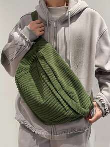 1pc Men's Nylon Chest Bag, Large Capacity, Super Casual Solid Color, Adjustable Shoulder Strap, Suitable For Sports, Fitness, Commuting, Leisure, Husband, Thanksgiving, Messenger Bag, Cycling Bag, Christmas Gift, Shoulder Bag - Multicolor - View 1