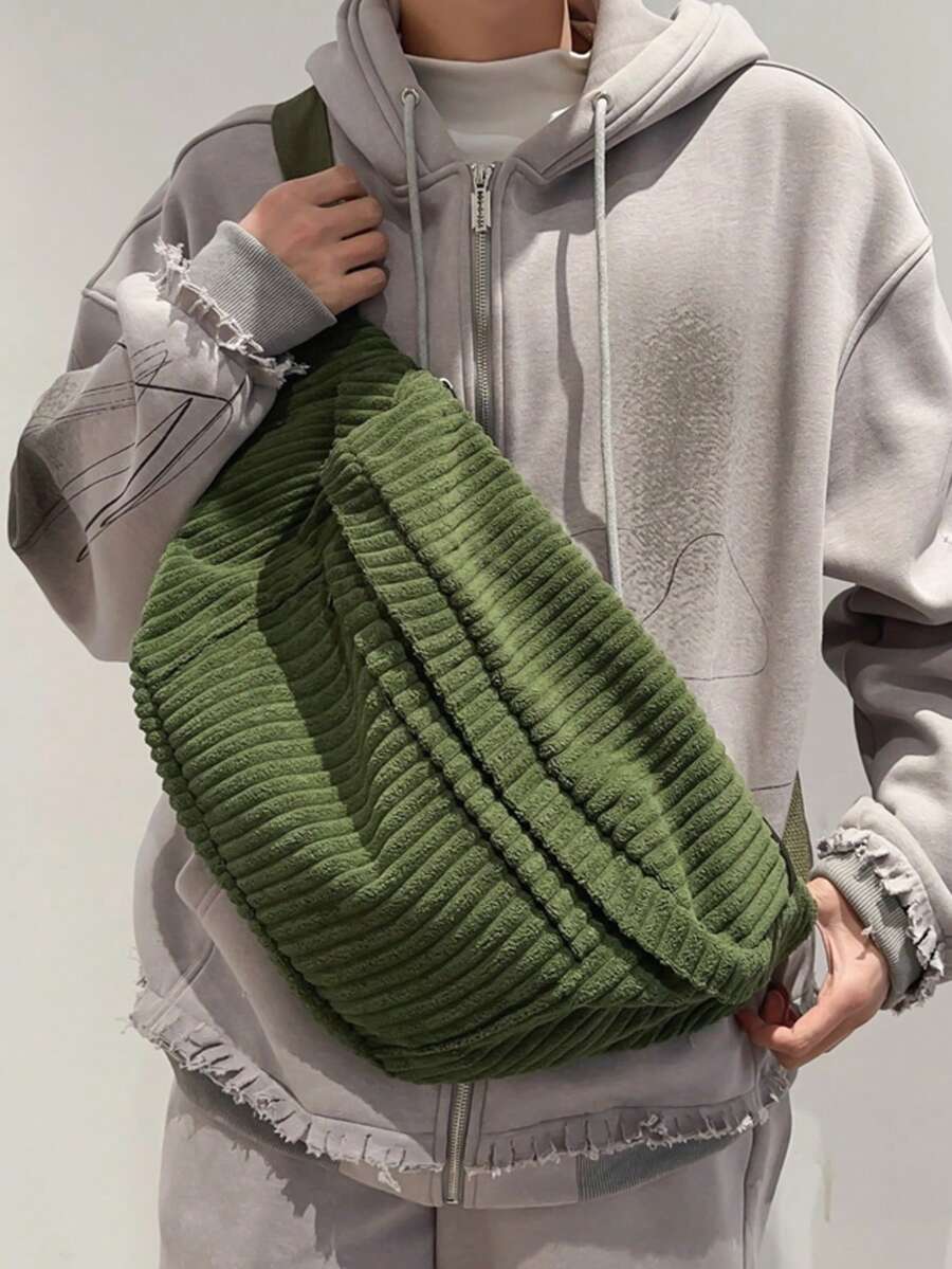 1pc Men's Nylon Chest Bag, Large Capacity, Super Casual Solid Color, Adjustable Shoulder Strap, Suitable For Sports, Fitness, Commuting, Leisure, Husband, Thanksgiving, Messenger Bag, Cycling Bag, Christmas Gift, Shoulder Bag - Multicolor - View 1