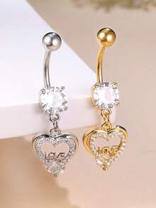 14G Stainless Steel Heart & Teardrop Navel Piercing Jewelry, Women Body Piercing Accessories