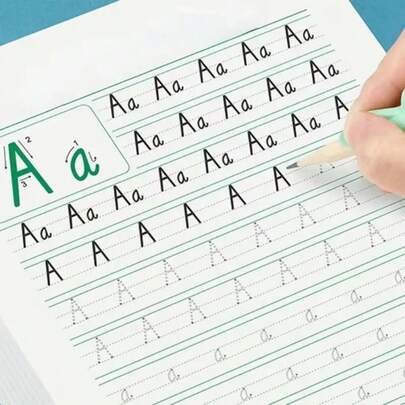 20-Page Montessori English ABC Letter Children's Practice Notebook + Gift (2 Pencils, 1 Random Color Pencil Grip), Tear-Off Learning Alphabet Writing Practice Book, Suitable For Preschoolers