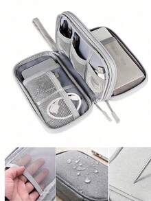 1个旅行数码配件收纳包，双层防水防震数码收纳袋，通用旅行电子产品线缆整理包，适用于手机、数据线、硬币、珠宝、鼠标、充电器、硬盘盒、保护套、耳机、移动电源、手机充电器等，方便分类整理，旅行必备。 - 彩色 - 查看 8