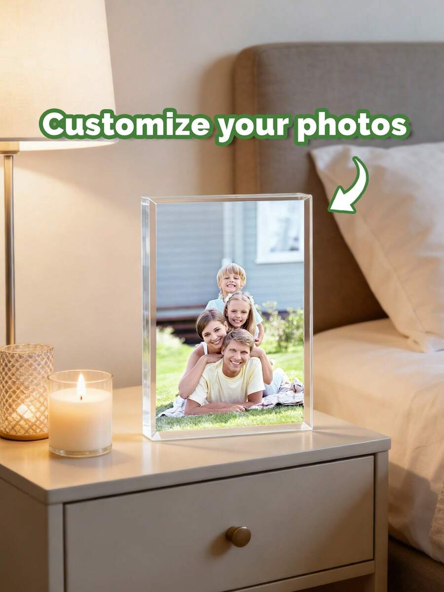 1pc Personalised Photo Customized Acrylic Bestie Freestanding Plaque With Any Photo, Birthday Custom Present, Wedding Gift, Family - Multicolor - View 1