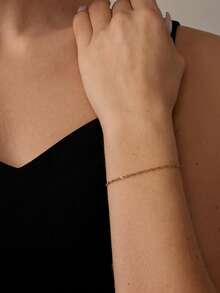 18K金扭纹链手链，细绳链手链，精致新加坡链手链，简约金手链，日常佩戴手链，闪亮手链，送她的礼物