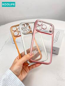 Koolife 1pc Electroplated Metallic Paint Matte Glitter Phone Case, Fashionable TPU Soft Shell With Built-In Lens Film, Compatible With IPhone 17/17 Pro/17 Pro Max, 16/16 Pro/16 Pro Max/16 Plus, 15/15 Pro/15 Pro Max/15 Plus - Pink - View 8