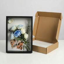 1个精美3D展示盒，适用于植物标本、门票和纪念品——木质镂空设计，细节闪亮，非常适合墙面或桌面装饰、家居装饰、房间装饰、人造礼品、生日毕业圣诞装饰